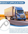 Blue truck on highway with Must Have Pre Trip Inspection Tool For Truck Drivers And Mechanics inset detail, sunset backdrop