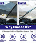 Comparison of windshield visibility before and after using All Weather Windshield Wiper Blades For Hyundai Santa Cruz 2022 2023 2024 2025 2 Pack Front Replacement, OEM Quality, Silicone Blades, Easy Install, Rainy Day Ready.
