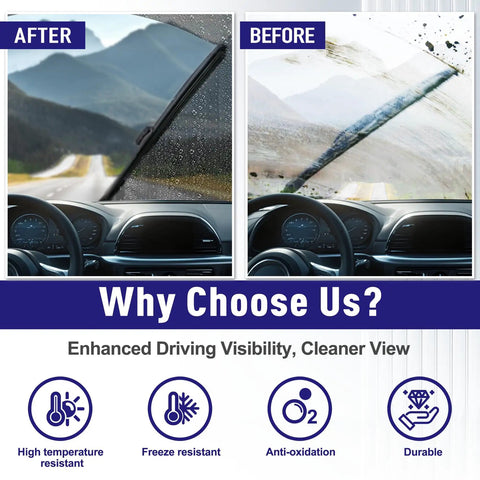 Comparison of windshield visibility before and after using All Weather Windshield Wiper Blades For Hyundai Santa Cruz 2022 2023 2024 2025 2 Pack Front Replacement, OEM Quality, Silicone Blades, Easy Install, Rainy Day Ready.