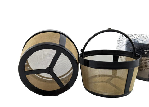2 Pack Mini 5 Cup Permanent Gold Tone Screen Basket Coffee Filter Universal Fit For Most 4 To 5 Cup Coffeemakers BPA Free Eco Friendly Lets Full Flavor Through For Richer Coffee