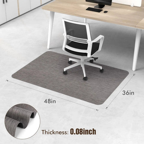 Anti Slip Office Chair Mat For Hardwood Floors 36 By 48 Inches under white office chair with desk, close-up of mat texture.
