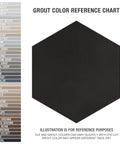 Hex Black Porcelain Tile For Floor And Wall, Textured Glazed Hexagon Tile, Eight And Five Eighths By Nine And Seven Eighths Inches, color reference chart