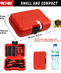 Must Have Forty Eight Piece One Quarter Inch Mini Socket Ratchet Set With Seventy Two Teeth Ratchet in compact red case