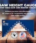 Table Saw Height Gauge For Calibration And Alignment On Table Saws And Router Tables Self Standing Base Quarter Inch Thick Quarter Inch Wide Steps In One Eighth Inch Increments Delivers Precision You Can Trust Under One Sixty Fourth Inch Made In USA
