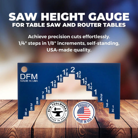 Table Saw Height Gauge For Calibration And Alignment On Table Saws And Router Tables Self Standing Base Quarter Inch Thick Quarter Inch Wide Steps In One Eighth Inch Increments Delivers Precision You Can Trust Under One Sixty Fourth Inch Made In USA