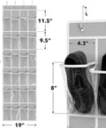24 Pocket Crystal Clear Over The Door Shoe Organizer Gray 64 Inches High 19 Inches Wide Easy Hang With 4 Point 3 Inch Pockets
