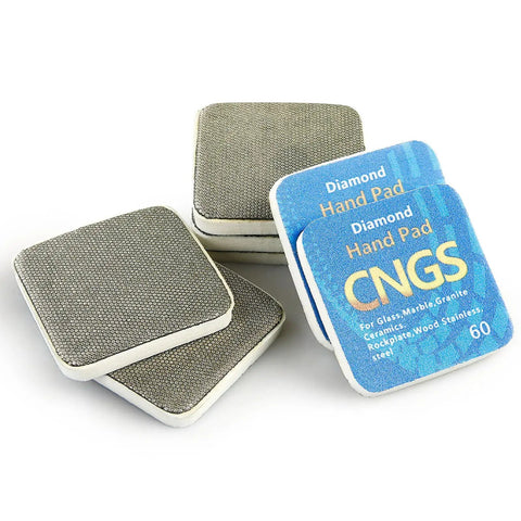 Diamond Hand Polishing Pads Set 60 100 200 400 Grit For Tile Stone Marble Glass Soft Grinding Pads For Edge Trimming Surface Shining Wet Or Dry Use Ideal For DIY And Professional Polishing shown stacked and side by side.