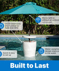 In Pool Shade Table With Built In Cooler And 9 Gallon Basin Lift Lid Umbrella Hole For 15 Inch Water Ledge White Finish