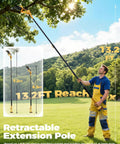 Man using Cordless Pole Saw and Mini Chainsaw Two in One Lightweight Electric Yard Tool With Brushless Motor Battery Powered