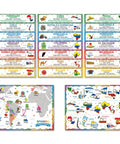 Five 12 By 18 Inch Spanish Speaking Countries Poster Set With Map For ESL Classrooms A Must Have Go To Visuals Includes Mexico Chile Guatemala And 21 Countries And Capitals Maps Latin American Country Learning Decor For Students And Teachers showing colorful country maps and icons.