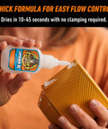 Person using Your Go To Clear Glue For All Purpose Bonding Fast On Glass Plastic Wood Metal Ceramic Rubber And More, Tough As Nails Quick Set Adhesive For Projects And Repairs on yellow ceramic object