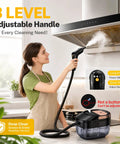 Odsd Handheld Steam Cleaner With 3 Level Steam Control For Home And Car Deep Cleaning Upholstery Tile Grout Heavy Duty Hot Vapor Mop Easy Handle Adjustment with adjustable handle in use.