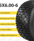 Side view of Two Pack 15x6.00-6 Lawn Mower Tire And Wheel Set For Front Replacement On Most 100 And 300 Series Riding Mowers