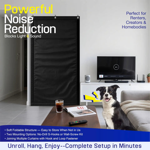 Heavy Duty Soundproof Acoustic Curtain For Doors And Windows Featuring Premium Five Layer Noise Dampening Fabric Block The Racket And Send It Packing Black Thermal Door Cover For Home Theater Garage Studio Privacy Shield