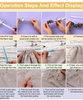 Tutorial steps showing usage of 10 Piece Quick Turn Fabric Sewing Tools Set for Loop and Tube Turners and Threaders.