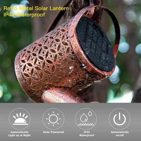 Solar Powered Outdoor Hanging Lantern Light Waterproof Garden Decor For Patio, Yard, Tabletop, And Pathways close-up