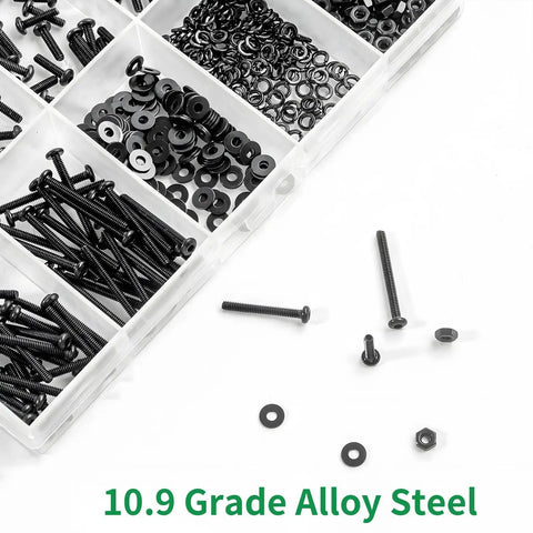 Zmbroll 660Pcs M2 Button Head Hex Socket Cap Screws Fully Threaded Metric Machine Screws 10.9 Grade Alloy Steel Kit