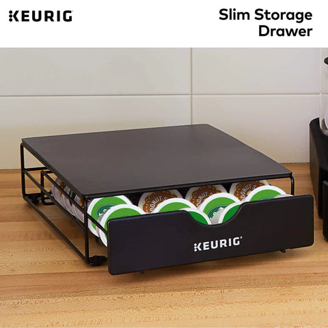 Slim Under-Counter Coffee Pod Drawer For 24 K-Cups, Non-Rolling Metal Storage Organizer on kitchen counter