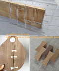 Rock Solid Acrylic 8 In 1 Bowtie Butterfly Router Template Jig Kit Woodworking DIY Inlay Guide showing clear templates on wood.