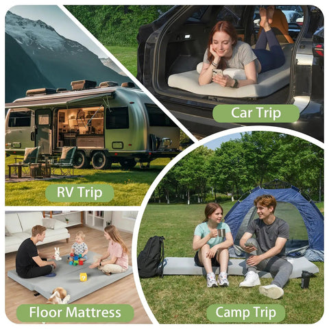 3.5 Inch Extra Thick Foam Camping Mattress With Dual Layer Comfort used in RV, car, home, and camp setups
