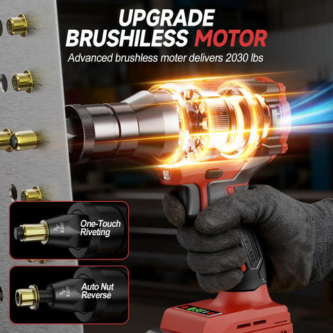 Cordless Rivet Nut Gun For Milwaukee 18V Power, No Battery Included, Brushless Electric Tool For DIYers in action
