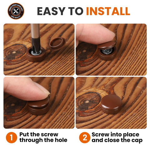 Plastic Hinged Screw Covers With Flip Tops In Brown For Exposed Screws Rust Protection Snap Washer Caps 100 Piece Pack Easy To Install