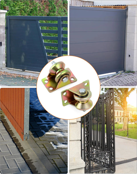Steel Groove Rigid Caster Wheel 1 Point 2 Inch Diameter 4 Pack V Groove Wheel Sliding Gate Rollers With V Shaped Bracket