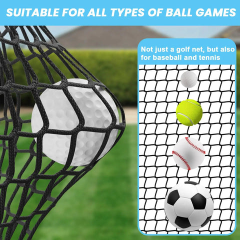 Golf Practice Hitting Net For Backyard Driving Range And Garage Batting Cage, 10 x 10 x 10 Ft, Heavy Duty 5 Layer Polyester Mesh With Roped Edges