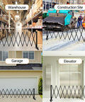 Tough 11.5 Foot Expandable Barricade Gate And Retractable Metal Crowd Control Fence With Smooth Rollin Wheels for warehouse, garage, construction site, and elevator use.