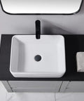 Rectangular White Ceramic Vessel Sink For Bathrooms 16 By 12 Inches Sleek Modern Farmhouse Above Counter Basin European Style