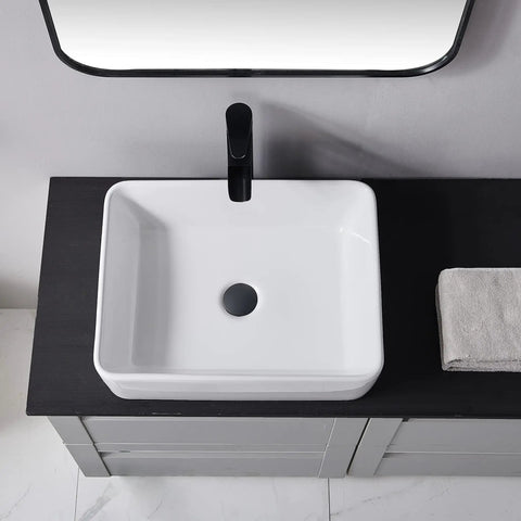 Rectangular White Ceramic Vessel Sink For Bathrooms 16 By 12 Inches Sleek Modern Farmhouse Above Counter Basin European Style