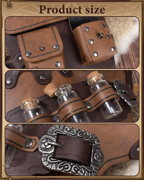 Medieval Style Shoulder Armor With Vial Pouch And Coin Pocket Dope Pauldron For Renaissance Cosplay Knight Or Viking Costume