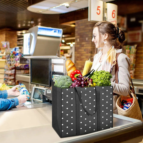 10 Pack Reusable Grocery Bags For Shopping And Picnics With 35L Large Capacity Heavy Duty Waterproof Tote Bags at grocery checkout