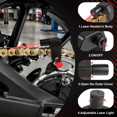 Laser Chain Alignment Tool For Motorcycles ATVs Dirt Bikes And Go Karts Dead On 1mm Sprocket Alignment with CNC aluminum build