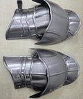 Epic Medieval Pauldron Armor Set Spaulders Pair For Cosplay and LARP with silver metallic finish and authentic plate design