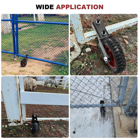 8 Inch Gate Wheel Heavy Duty Gate Caster For Farm And Metal Swing Gates Fits One And Three Eighths To Two Inch Gate Frames Prevents Gate Drag On Chain Link And Sliding Gates With 330 Lb Capacity And Durable Rubber Tire On Steel Plate With Galvanized