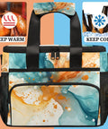 Insulated Picnic Backpack Lunch Bag For Women And Men Large 12x8.7x10 Inch Tote Portable Food Cooler On The Go Abstract Art Design