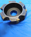 5 Inch OD Face Mill With 1 1/2 Inch Pilot No Labeling On This Face Mill For CNC Milling And Metalworking Precision Tool Ideal For Industrial Machining Projects And Shop Use Durable Construction And Versatile Milling Applications, top view