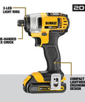 20V Max Cordless Tool Combo Kit With Drill Driver, Impact Driver, ergonomic handle, 3-LED light ring feature shown