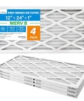 12x24x1 Air Filter MERV 8 4 Pack Pleated Furnace And AC Filter Replacement showing packaging and airflow arrows
