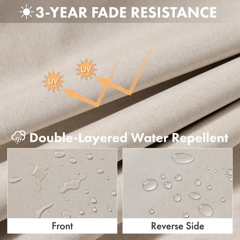 Beige Outdoor Chair Cushions Set Of 2 19x19x3 Inches Waterproof Patio Seat Cushions fabric showing water repellent coating