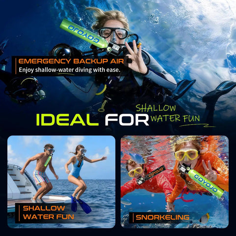 Compact 0.5L Mini Scuba Tank Backup Air For Snorkeling And Training in use during shallow water adventures, DOT certified