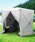 Six Sided Pop Up Gazebo Tent With Mesh Windows, Quick Set Up, 12x12 Foot Backyard And Camping Canopy Shelter in natural setting