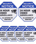 Two Large 3.5 Inch And Four Medium 2.65 Inch Weatherproof Video Surveillance Stickers With Strong Adhesive Security Camera Signs For Indoor And Outdoor Use To Deter Thieves And Keep Your Property Safe., blue security notice stickers with 24 hour video surveillance text