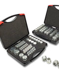 Heavy Duty Pro Grade JIC And ORFS Hydraulic Cap And Plug Kit 160 Piece Master Fittings Set open cases with assorted sizes.
