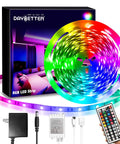RGB Color Changing LED Strip Lights 20 Foot With Remote Control 5050 SMD LEDs 24V Dimmer And Color Modes packaging and components
