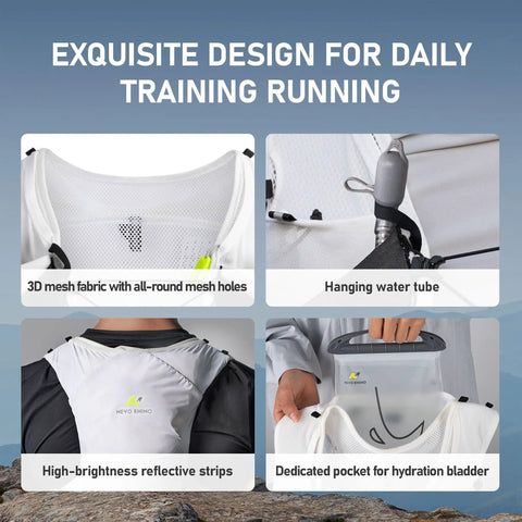 Features of 5L Hydration Running Vest With Dual 500ml Soft Flasks, Lightweight Nylon Pack, Adjustable Chest Straps, Breathable 3D Mesh