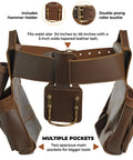 Genuine Leather Tool Belt For Men With Pouches And Boss Grade Heavy Duty Saddle Design For Framers And Carpenters, 34-46 inch fit