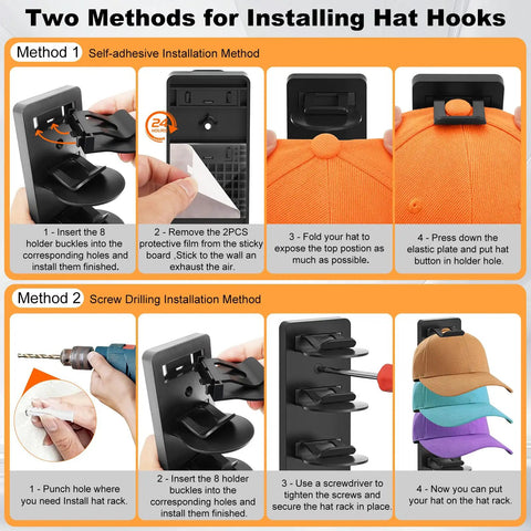 Hella Smooth Two Pack Hat Organizer For Baseball Caps, Wall Mount Cap Rack For Closets, Keeps Your Fresh Fits From Getting Smushed And Super Simple To Grab Every Day