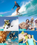 Group using Six Pack 8.5 Inch Waterproof Phone Pouch With Durable Lanyard Underwater Dry Bag Case Clear Holder in different activities